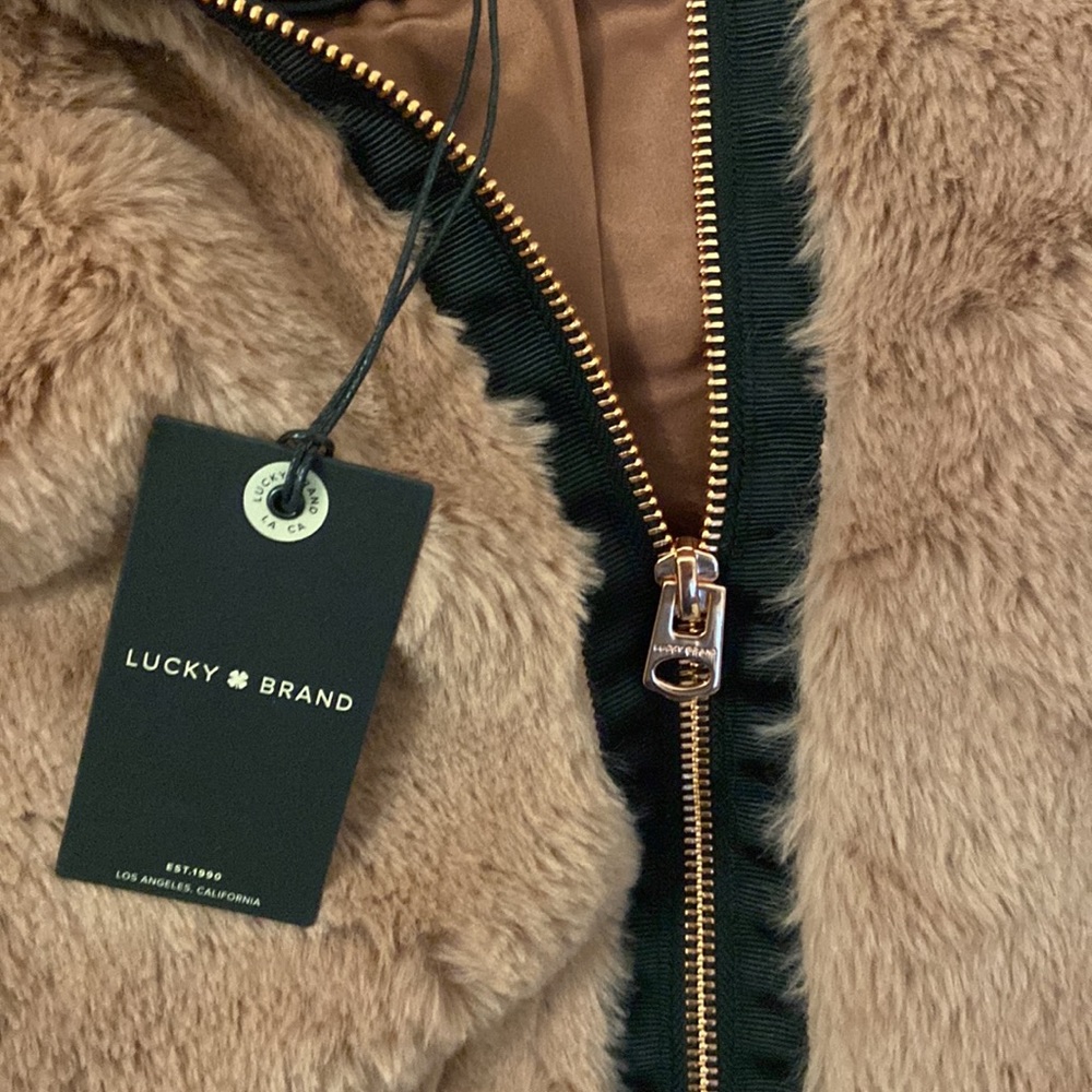 Gorgeous/Cozy Lucky Brand Faux Fur Jacket, Dusty Rose, Size Large - Picture 13 of 15
